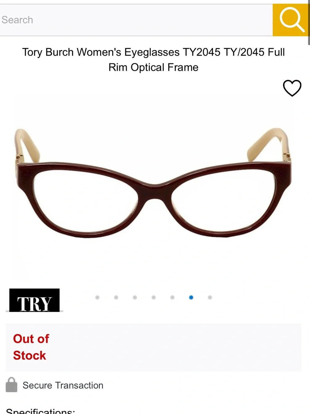 Tory Burch Cat-Eye Glasses in Brown with Cream Temples